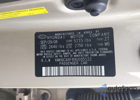 2009 Hyundai Genesis 4.6 z USA, uszkodzony, nr VIN KMHGC46F89U035122